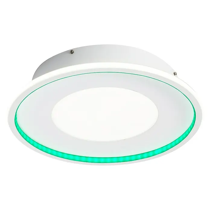 Lavida LED-Deckenleuchte rund Rovigo - Ø x H: 450 mm x 9,6 cm, Weiß, RGBW - Moderne LED-Deckenleuchte mit grünem Akzentlicht. Die Lampe sorgt für angenehmes Licht und ist ein stilvolles Element.
