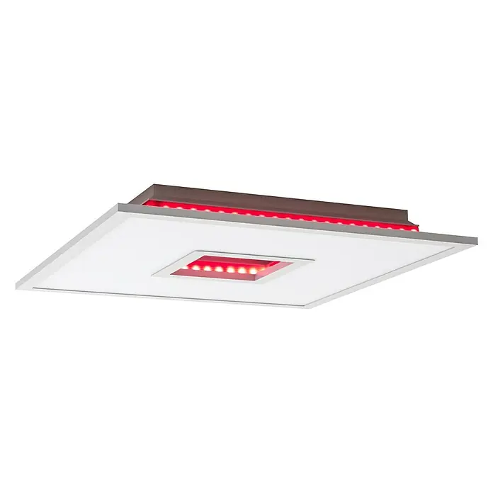 LED-Deckenleuchte Ellia - 24 W, L x B x H: 45 x 45 x 5 cm, Weiß, RGB - Nahaufnahme einer modernen Deckenleuchte mit LED-Beleuchtung und quadratischem Design für stilvolle Innenräume.