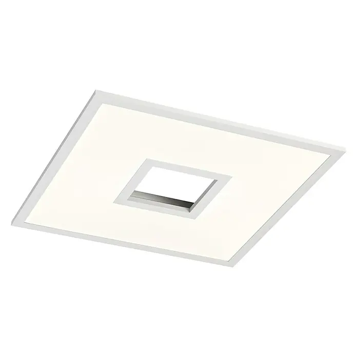 LED-Deckenleuchte Ellia - 24 W, L x B x H: 45 x 45 x 5 cm, Weiß, RGB - Moderne quadratische Deckenleuchte mit zentraler Aussparung, ideal für zeitgenössische Innenräume. Elegantes Design für stilvolle Beleuchtung.