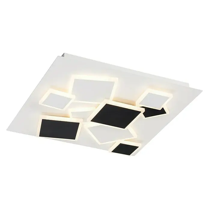 Lavida LED-Deckenleuchte - 50 W, L x B x H: 50 x 50 x 6,5 cm, Weiß, Schwarz, Warmweiß - Moderne LED-Deckenleuchte mit quadratischen Elementen in Schwarz und Weiß für stilvolle Beleuchtung in jedem Raum.