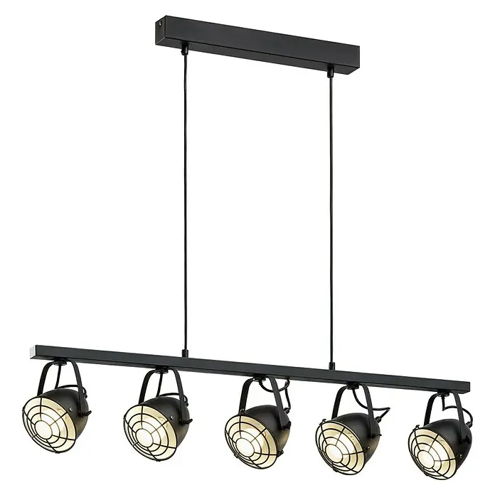 Lavida Pendelleuchte Spot - Höhe: 110 cm, E14 - Schwarze Deckenleuchte mit fünf Strahlern im Industrie-Design, die ein helles und gerichtetes Licht erzeugen. Perfekt für moderne Wohnräume.