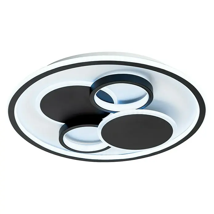 LED-Deckenleuchte Alvara - 43 W, Ø x H: 50 x 7 cm, Schwarz, Weiß, Warmweiß - Moderne LED-Deckenleuchte mit schwarzem und weißem Design. Die Lampe sorgt für eine helle und stilvolle Beleuchtung im Raum.