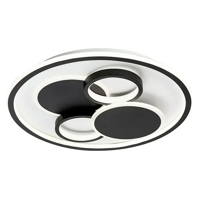 LED-Deckenleuchte Alvara - 43 W, Ø x H: 50 x 7 cm, Schwarz, Weiß, Warmweiß - Moderne Deckenleuchte mit kreisförmigem Design in Schwarz und Weiß, ideal für stilvolle Innenräume.