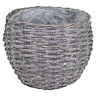 A.H.G. Pflanzkorb (Außenmaß (Ø x H): 24 x 28 cm, Naturmaterialien, Weiss/Grau)
