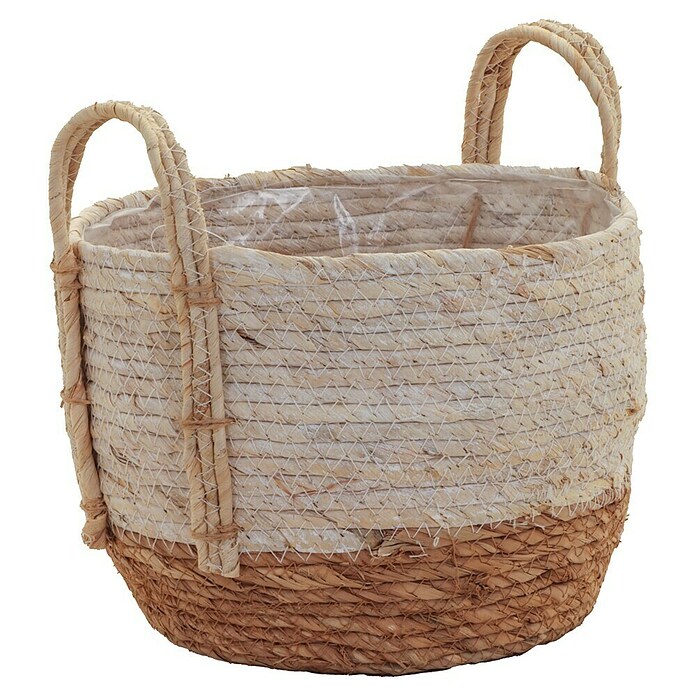 A.H.G. Košara za rastline z ročaji  (Zunanje dimenzije (Ø x V): 14 x 15 cm, Rjava) | 8474 - Korbgefässe | IAKA - Gefäße Indoor | IAK - Gefässe,Deko outdoor, Zeitschriften | IA - Gartenhartware | I - Stadtgarten | BAUHAUS