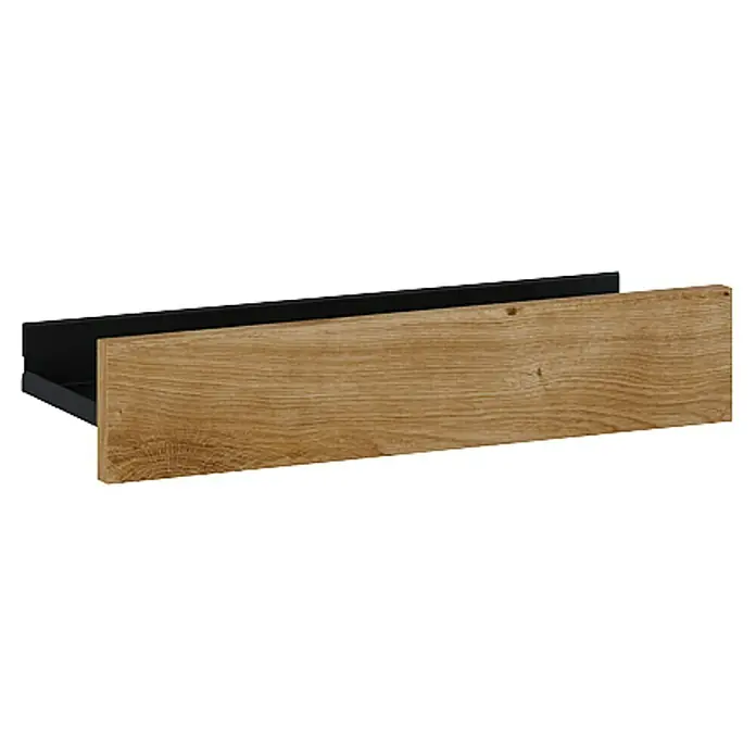Riva Badregal Vulcano/Joy - L x B x H: 14,7 x 40 x 8 cm, Canela Eiche/Schwarz - Schublade mit Holzfront und schwarzem Rahmen. Praktische Aufbewahrungslösung für verschiedene Wohnbereiche mit rustikalem Charme.