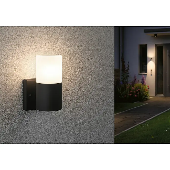 Paulmann Außenwandleuchte Tubs - 15 W, Grau matt, E27, IP44, Ohne Bewegungsmelder - Moderne Außenwandleuchte mit zylindrischem Design und warmweißem Licht, ideal für stilvolle Beleuchtung von Fassaden und Eingängen.