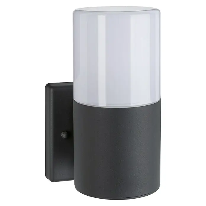 Paulmann Außenwandleuchte Tubs - 15 W, Grau matt, E27, IP44, Ohne Bewegungsmelder - Wandleuchte mit zylindrischem Design. Die Leuchte besteht aus einem schwarzen Sockel und einem weißen Diffusor für eine angenehme Beleuchtung.