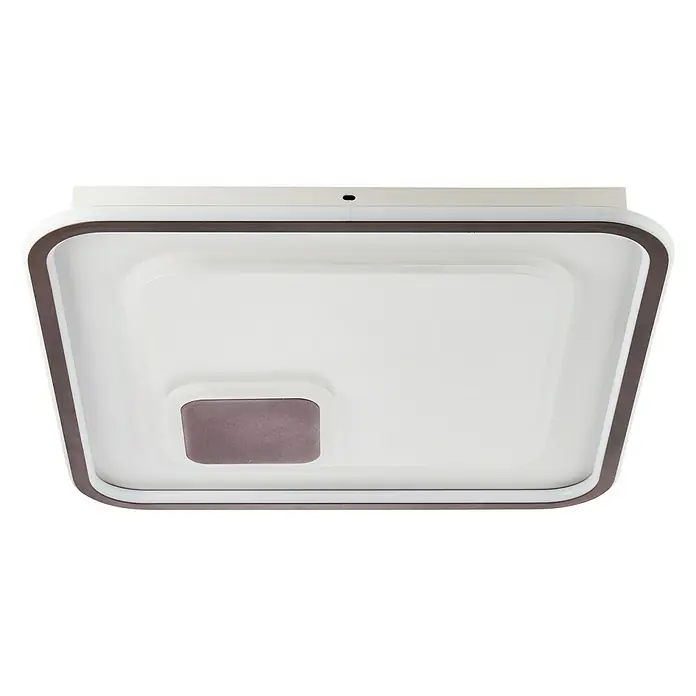 Brilliant LED-Wand- & Deckenleuchte Argulon - 55 W, L x B x H: 6 x 50 x 50 cm, Weiß, Warmweiß - Moderne, quadratische Deckenleuchte in Weiß mit braunem Rahmen, ideal für stilvolle Innenräume und gute Ausleuchtung.
