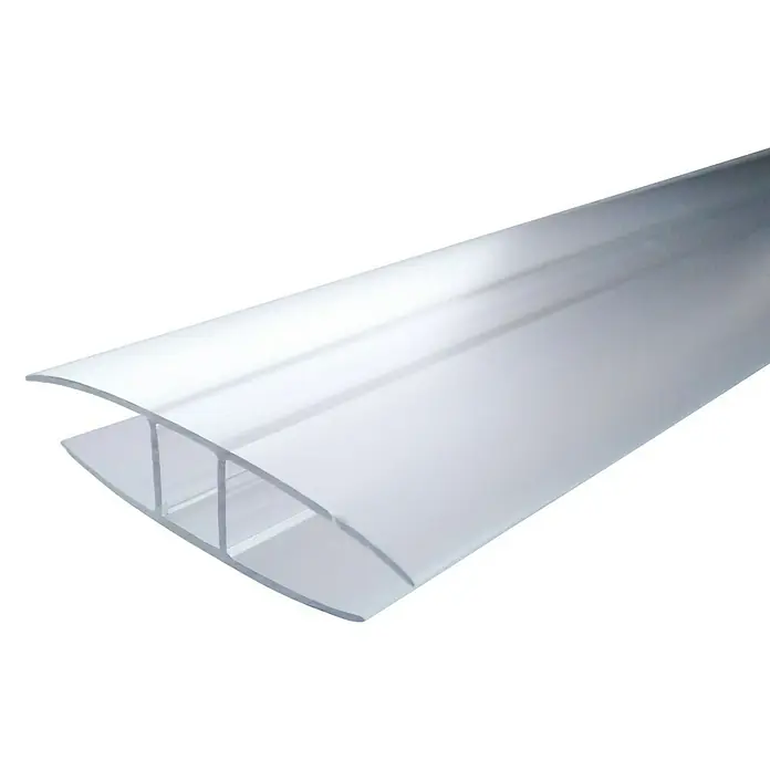 H-Profil HSX - 2,05 m x 6 mm, Polycarbonat, Transparent - Polycarbonat-Verbindungsstück: Robust und transparent für zuverlässige Plattenverbindungen, ideal für vielseitige Bauprojekte.