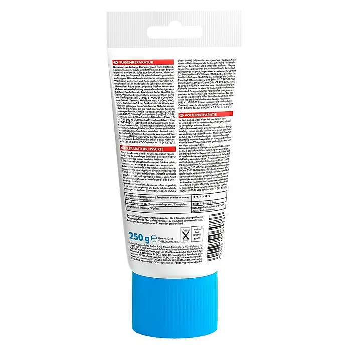 Knauf Fugenreparatur - Silbergrau, 250 g - Produktansicht einer Knauf Fugen Reparaturtube, ideal zum Ausbessern von Fugen. Präzise Anwendung für ein sauberes Ergebnis.