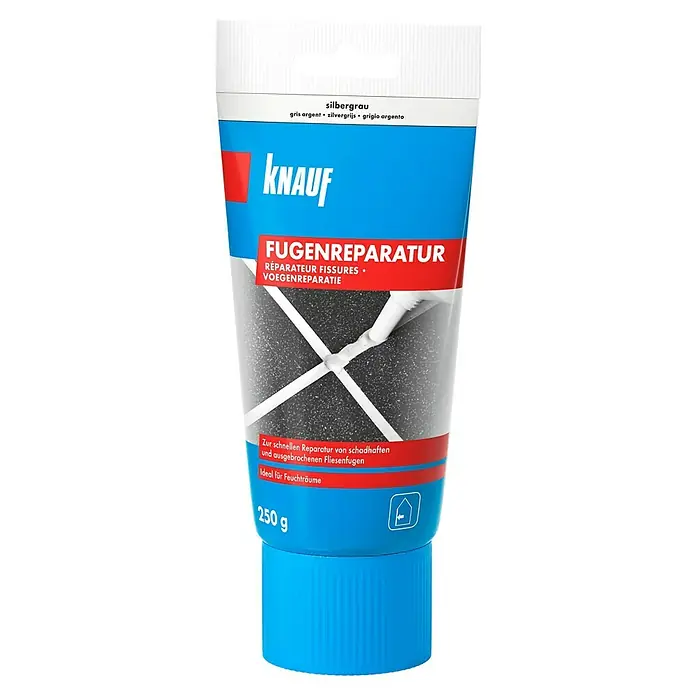 Knauf Fugenreparatur - Silbergrau, 250 g - Knauf Fugen Reparatur Tube, silbergrau. Ideal zur schnellen Ausbesserung von Fliesenfugen in Feuchträumen, mit 250g Inhalt.
