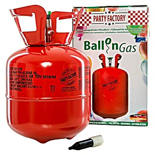 Party Factory Ballongas Helium inkl. 20 Ballons und 100 m Ballonschnur (0,14 m³, Inhalt ausreichend für ca.: 20 Ballons)