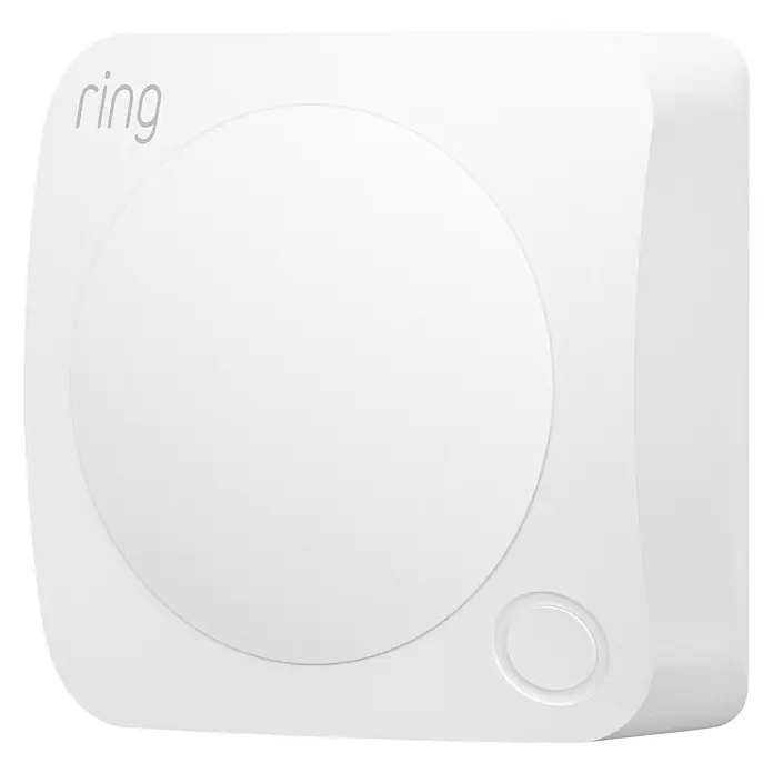 Ring Alarm Sicherheit Starter-Paket 5-teilig 2. Gen. - Smarte Steuerung: Ring App - Nahaufnahme einer weißen Ring Alarmsirene, die ein modernes und minimalistisches Design für die Sicherheit Ihres Hauses bietet.