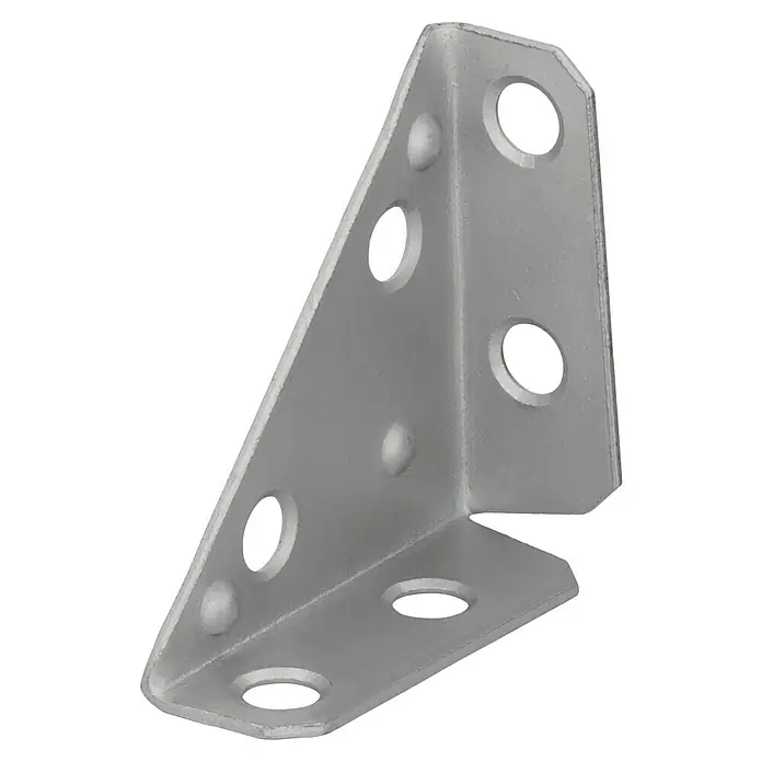 Suki Escuadra de silla - L x An: 70 x 50 mm, Acero inoxidable - Soporte angular metálico con orificios y puntos de refuerzo para conexiones robustas. Ideal para la construcción y reparación de muebles.