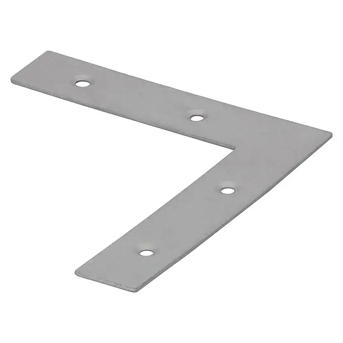 Suki Escuadra plana - L x An x Al: 75 x 75 x 15 mm, Gris - Un soporte de ángulo plateado con múltiples orificios para fijar piezas de trabajo. Un accesorio útil para aficionados al bricolaje y profesionales.