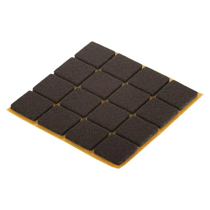 Fix-o-moll Protector para muebles - L x An: 22 x 22 mm, Cuadrado, Marrón, 48 ud. - Aquí hay una hoja de deslizadores de muebles cuadrados marrones con soporte adhesivo. Están destinados a proteger los pisos.