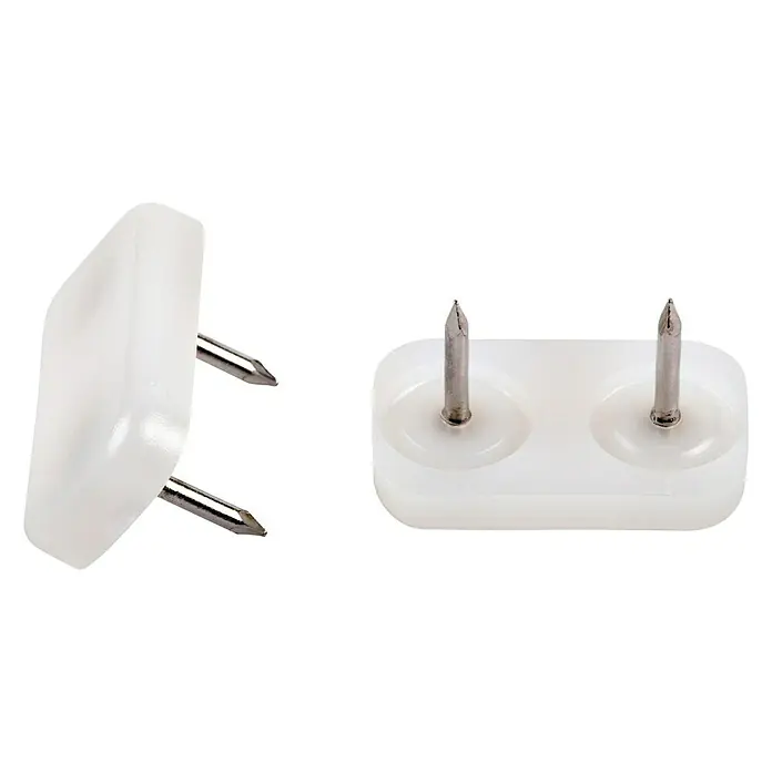 Stabilit Protector para muebles - Diámetro: 18 mm, Rectangular, Blanco - Dos deslizadores de muebles blancos con clavos para proteger suelos y muebles.