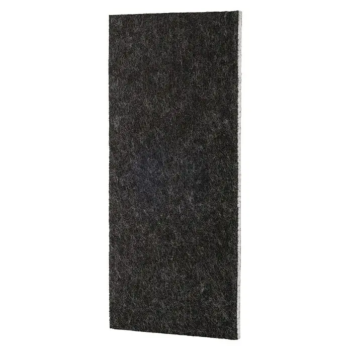 Suki Patín antideslizante para alfombras - Diámetro: 100 mm, Gris, Pegado, An x Al: 100 x 200 mm - Primer plano de un filtro de aire rectangular y oscuro con una textura fibrosa y un borde blanco, diseñado para sistemas de aire acondicionado.