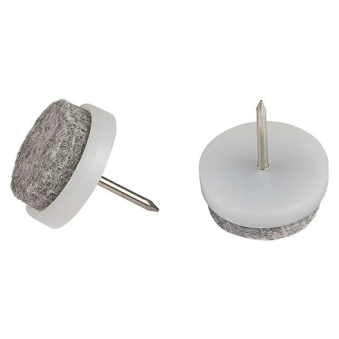 Fix-o-moll Plastik-Gleiter - Durchmesser: 20 mm, Weiß - Zwei Stuhlbeingleiter mit Filzgleitfläche und Nagel, ideal zum Schutz von Böden vor Kratzern durch Möbel.