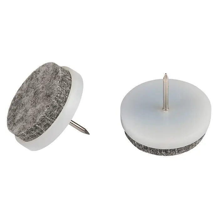 Fix-o-moll Plastik-Gleiter - Durchmesser: 28 mm, Weiß - Zwei Möbelgleiter mit Nagel, ideal zum Schutz von Böden vor Kratzern und Beschädigungen. Filzgleiter mit weißem Kunststoffrand.