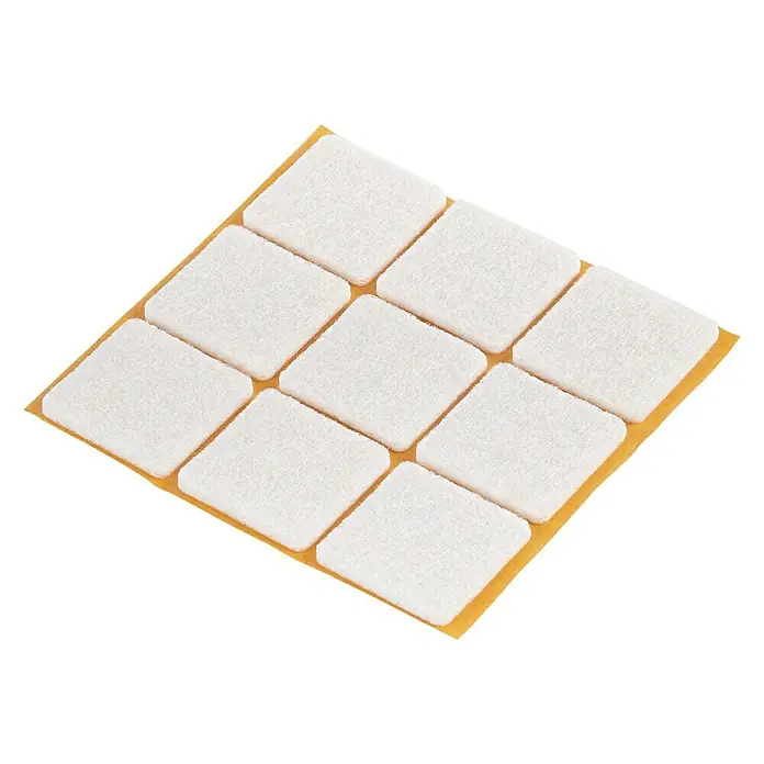Fix-o-moll Filzgleiter - B x H: 25 x 25 mm, Kleben, 9 Stk., Weiß - Hier sind Möbelgleiter mit Filzoberfläche. Sie sind quadratisch und in einer Packung erhältlich, um Möbel vor Kratzern zu schützen.