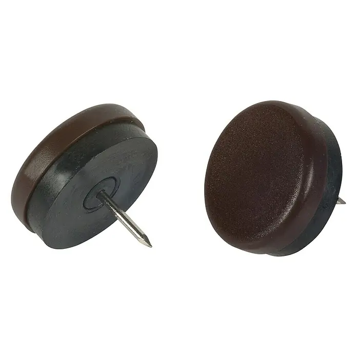 Suki Protector para muebles con clavo - Diámetro: 30 mm - Dos deslizadores de muebles marrones con clavo, diseñados para proteger los pisos de arañazos y daños causados por el movimiento de muebles.