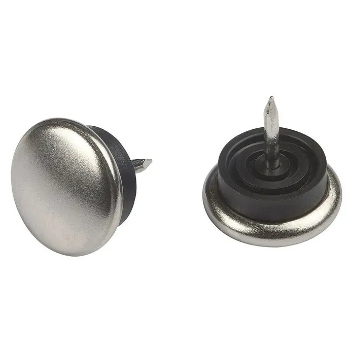 Suki Taco de teflón para patas con clavo - Diámetro: 22 mm, Acero, 8 ud. - Dos protectores de suelo con cabezales metálicos resistentes y clavos para una fijación sencilla bajo sillas y mesas.