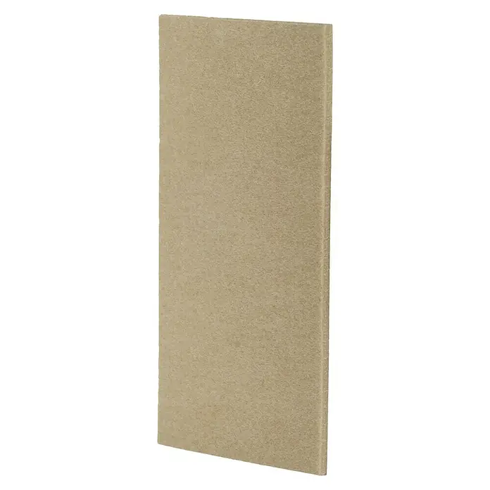 Fix-o-moll Filzgleiter - B x H: 100 x 200 mm, Kleben, 1 -tlg., Weiß - Nahaufnahme einer beigefarbenen Akustikplatte mit Textur, die sich ideal zur Schallabsorption und Verbesserung der Raumakustik eignet.