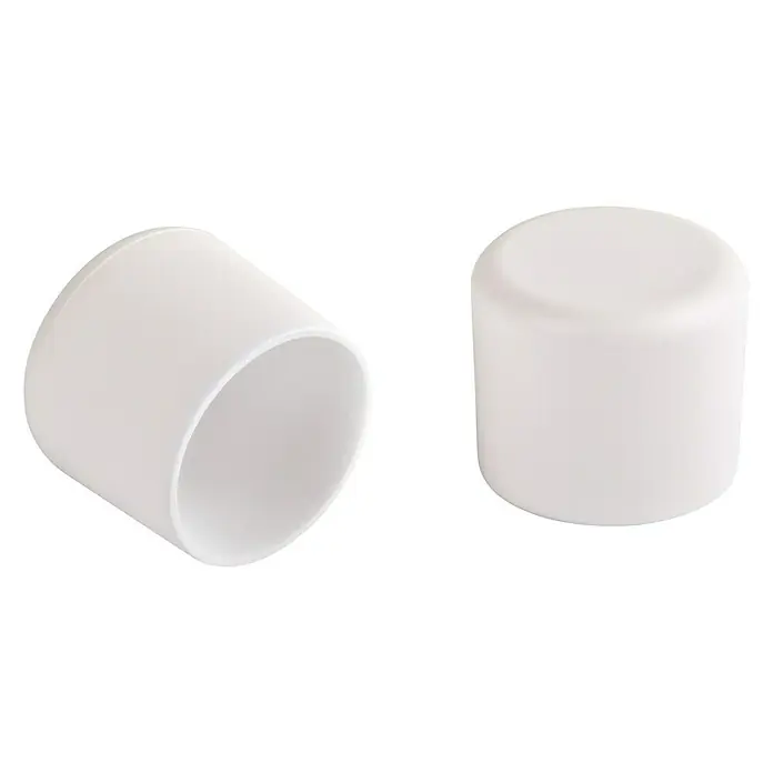 Stabilit Tapón para tubo - Diámetro: 30 mm, Blanco - Dos tapas cilíndricas blancas, una abierta y otra cerrada, sobre un fondo negro.
