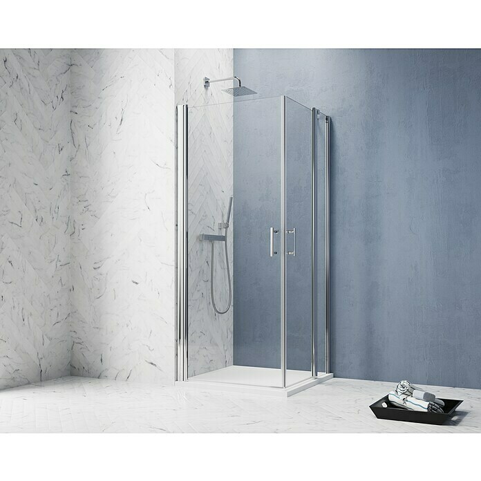 GEO Hit Pro Eckdusche B-PE120 (90 x 80 x 202,2 cm, Beschichtet, Chrom, Glasstärke: 6 mm) | BAUHAUS