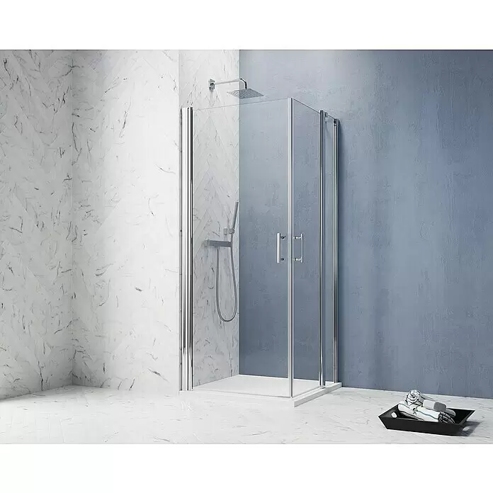 GEO Hit Pro Eckdusche B-PE120L x B x H: 90 x 90 x 202,2 cm, Beschichtet, Stärke: 6 mm, Chrom