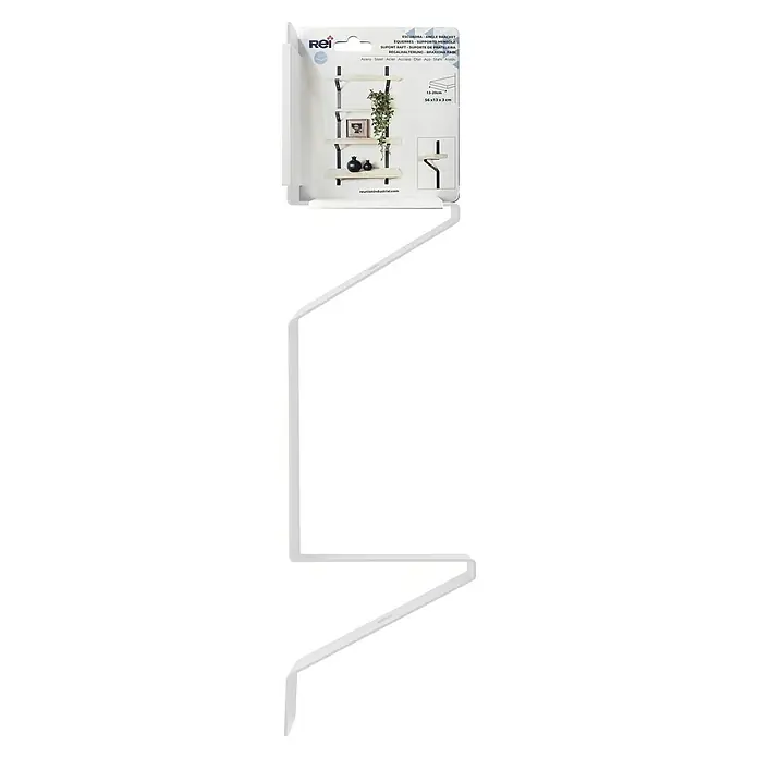 Regalhalter Industrial - L x B x H: 560 x 130 x 30 mm, Weiß, Belastbarkeit: 30 kg - Nahaufnahme einer verpackten, weißen Regalhalterung von Rei, die für eine stabile Wandmontage konzipiert ist.