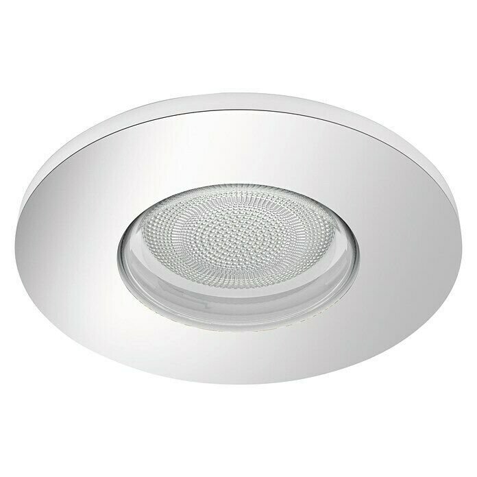 Philips Hue LED-Einbauleuchte rund Xamento White & Color Ambiance (5,5 W, Ø  x H: 93 mm x 10 cm, Chrom, Transparent, RGBW, IP44) | BAUHAUS