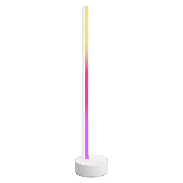Philips Hue LED-Tischleuchte GRADIENT SIGNE - L x B x H: 11 x 11 x 55,3 cm, Weiß, RGBW - Elegante LED-Stehleuchte mit Farbverlauf von Gelb über Pink zu Lila, ideal zur stimmungsvollen Beleuchtung von Wohnräumen.