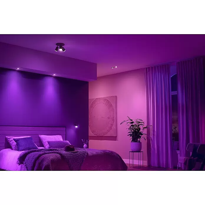 Philips Hue LED-Einbauleuchte Centura White & Color Ambiance - 5,7 W, RGBW, Durchmesser: 9 cm, Schwarz - Stimmungsaufnahme