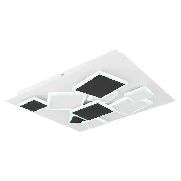 Lavida LED-Deckenleuchte - 50 W, L x B x H: 50 x 50 x 6,5 cm, Weiß, Schwarz, Warmweiß - Moderne LED-Deckenleuchte mit quadratischen Elementen in Weiß und Schwarz, ein stilvolles Beleuchtungsobjekt für jeden Raum.