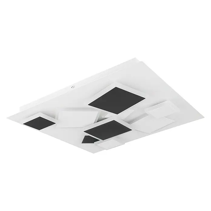 Lavida LED-Deckenleuchte - 50 W, L x B x H: 50 x 50 x 6,5 cm, Weiß, Schwarz, Warmweiß - Moderne Deckenleuchte mit quadratischen Formen. Die Leuchte ist weiß mit schwarzen Akzenten und sorgt für ein stilvolles Ambiente.