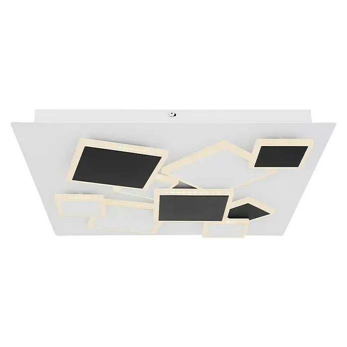 Lavida LED-Deckenleuchte - 50 W, L x B x H: 50 x 50 x 6,5 cm, Weiß, Schwarz, Warmweiß - Moderne Deckenleuchte mit geometrischen Formen in Schwarz und Weiß, ideal für zeitgenössische Wohnräume. Stilvolle Beleuchtung für Ihr Zuhause.