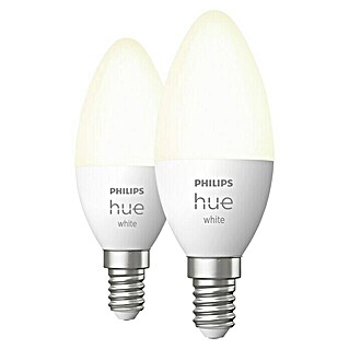 Philips Hue LED-Lampe White (E14, 5,5 W, Warmweiß, Kerzenform, 2 Stk.)