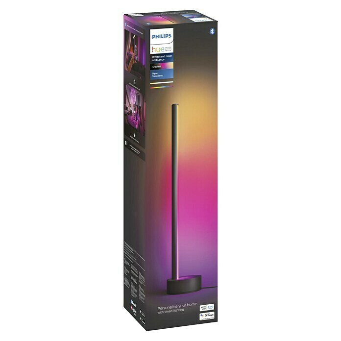 Philips Hue LED-Tischleuchte Gradient SigneL x B x H: 11,1 x 11,1 x 55,3 cm, Schwarz, Mehrfarbig Front View