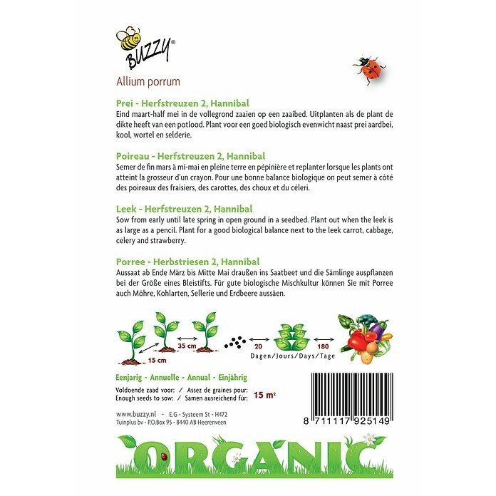 Buzzy Groentezaden BIO Prei (Oogsttijd: September) | BAUHAUS