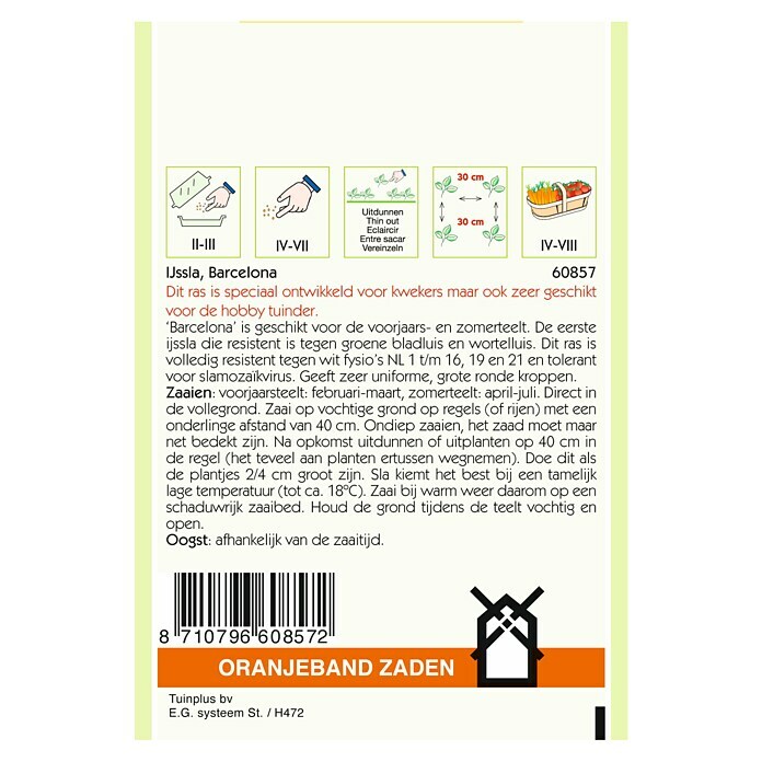 Oranjeband Groentezaden IJssla Barcelona (Lactuca sativa, Zaaitijd: Februari, Oogsttijd: April, 0,3 g) | BAUHAUS