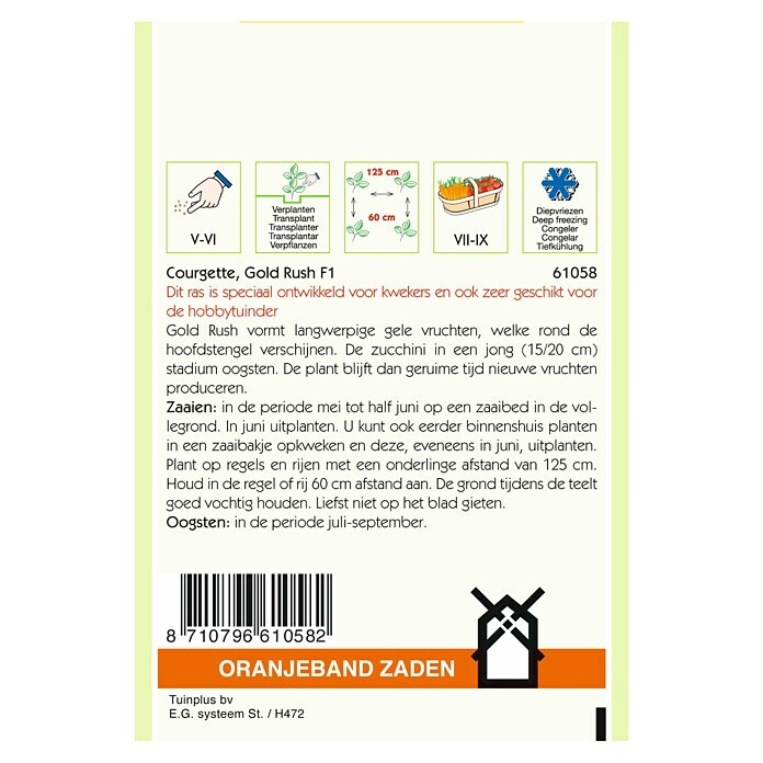 Oranjeband Kruidenzaad Courgette Gold Rush F1 (Zaaitijd: April, Oogsttijd: Juli) | BAUHAUS