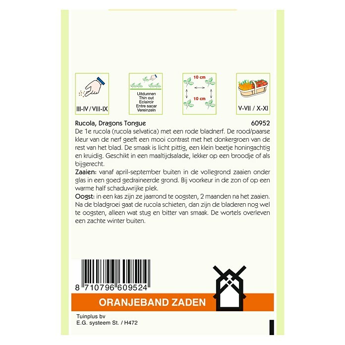 Oranjeband Groentezaden Rucola Dragons Tongue (Diplotaxis tenuifolia, Zaaitijd: April, Oogsttijd: Mei, 0,15 g) | BAUHAUS
