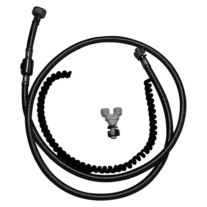 Duravit Anschluss-Set - Passend für: Vorwandelemente mit Leerrohr, Höhe: 11,2-11,5 cm - Schwarze Kühlerschläuche mit Anschlüssen und Y-Verbindungsstück. Das Set dient zur Installation einer Wasserkühlung in einem PC-System.