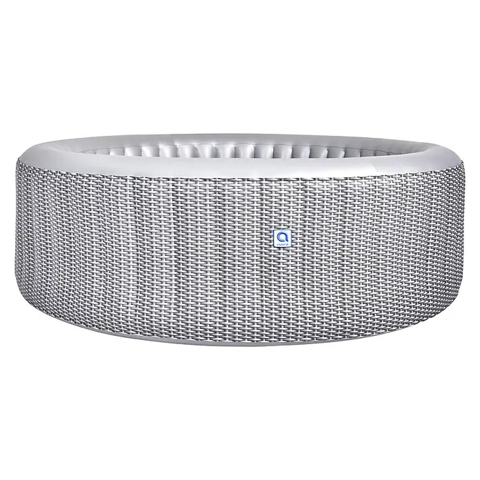 Hidromasaje móvil Venice - Ø x Al: 204 x 70 cm, Gris, 1.000 l - En la imagen, un jacuzzi inflable con un patrón de ratán, ideal para relajarse en el jardín o en la terraza.