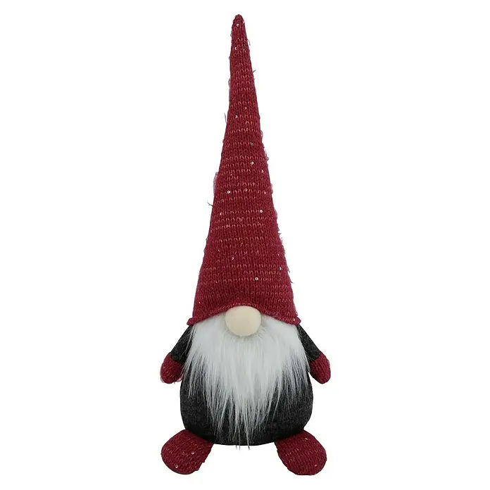 Figura decorativa Bjorn - Textil - Gnomo lindo con sombrero rojo y barba.
