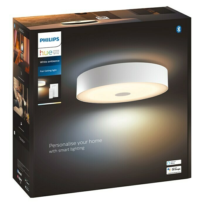 Philips Hue LED-Deckenleuchte rund (33 W, Ø x H: 44,4 x 9,8 cm, Weiß,  Warmweiß) | BAUHAUS