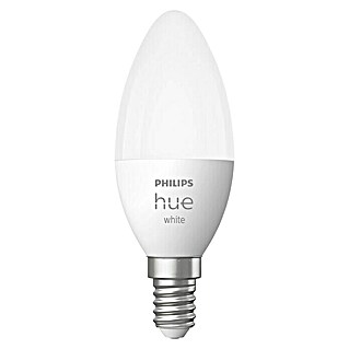 Philips Hue LED-Lampe White (E14, Dimmbar, Warmweiß, 470 lm, 5,5 W, Kerze, 1 Stk.)